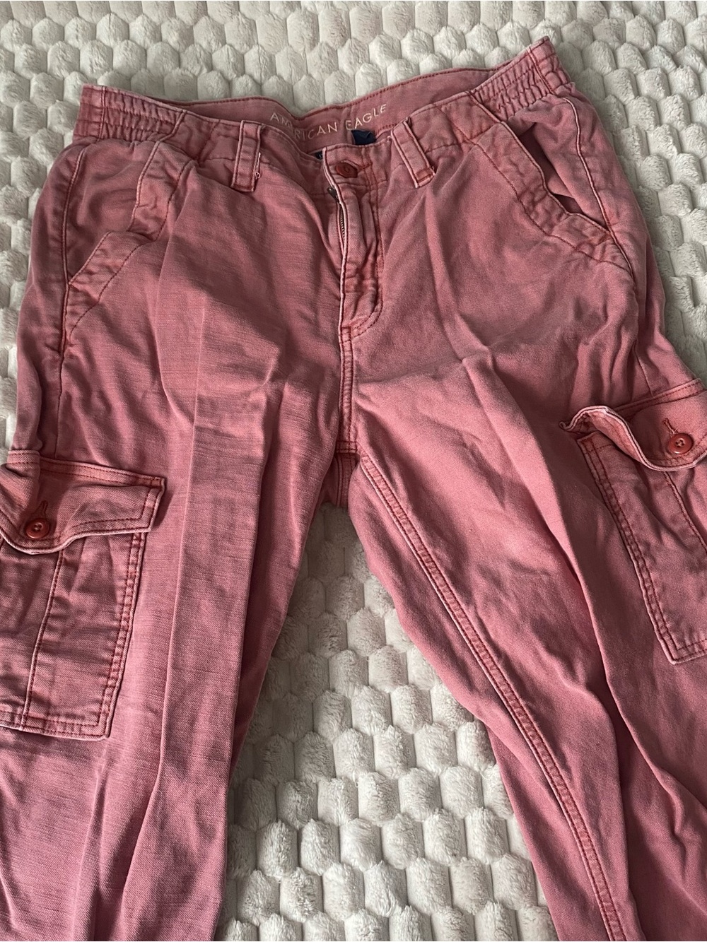 American Eagle Outfitters Pink Straight-Leg Cargo Jeans
